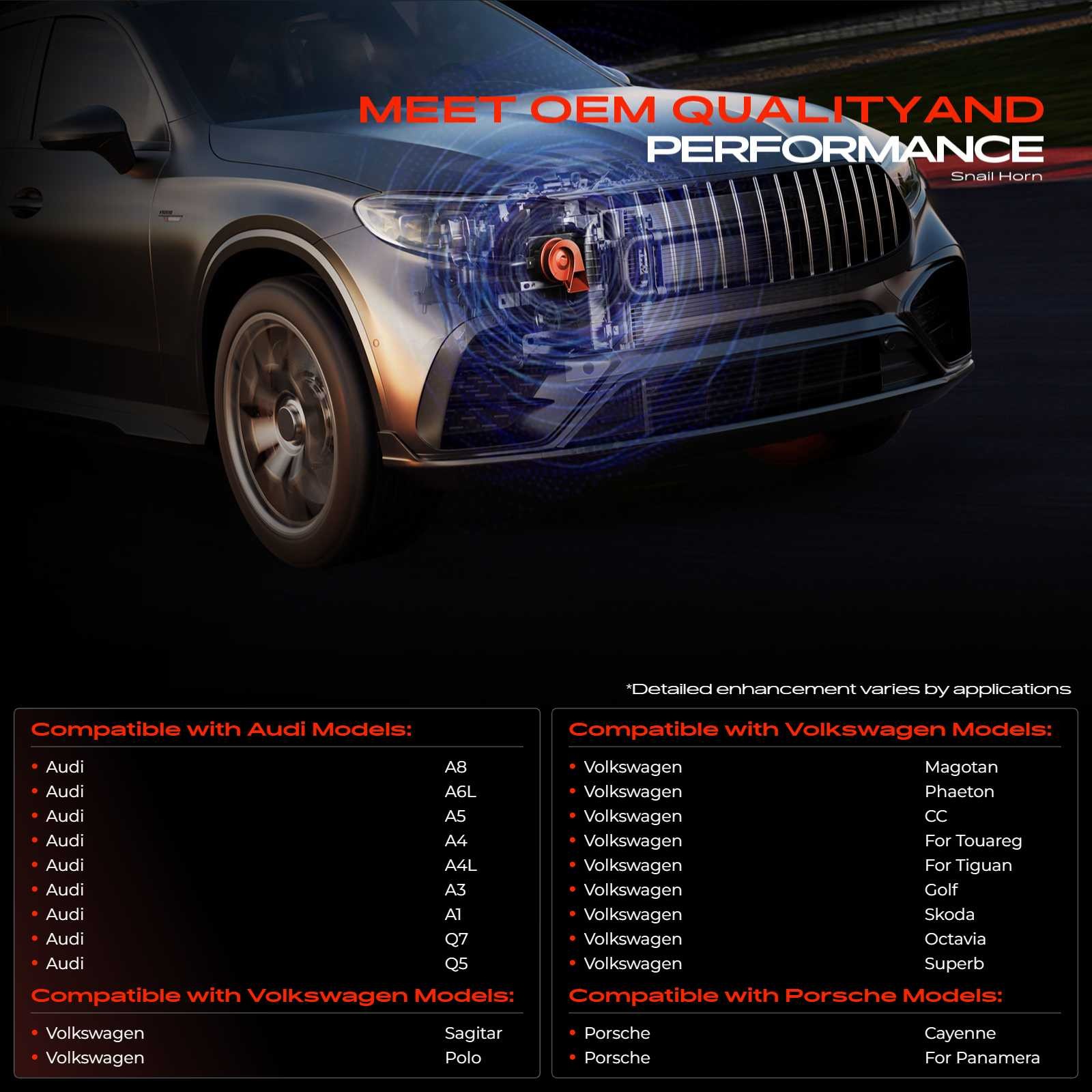 Snail Horn w/ 1 Connector for VW Golf Tiguan Audi A4 Q7 Q5 Porsche Cayenne Skoda