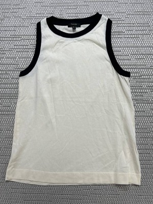 Massimo Dutti Shirt Womens Small Beige Black Knit Tank Top 