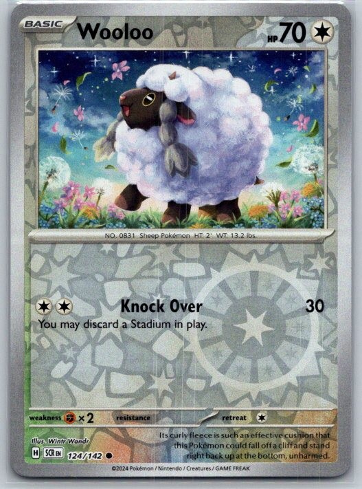 Wooloo 124/142 Common Stellar Crown Pokemon Reverse Holo Near Mint