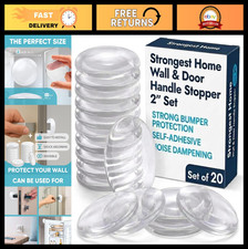 Clear Self-Adhesive Door Knob Wall Protectors - 2-Inch Rubber Bumper Guards, 20-
