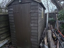 Wooden Garden Shed 6x4 (Approx) – Apex Roof – Solid Timber – Used – Buyer Collec