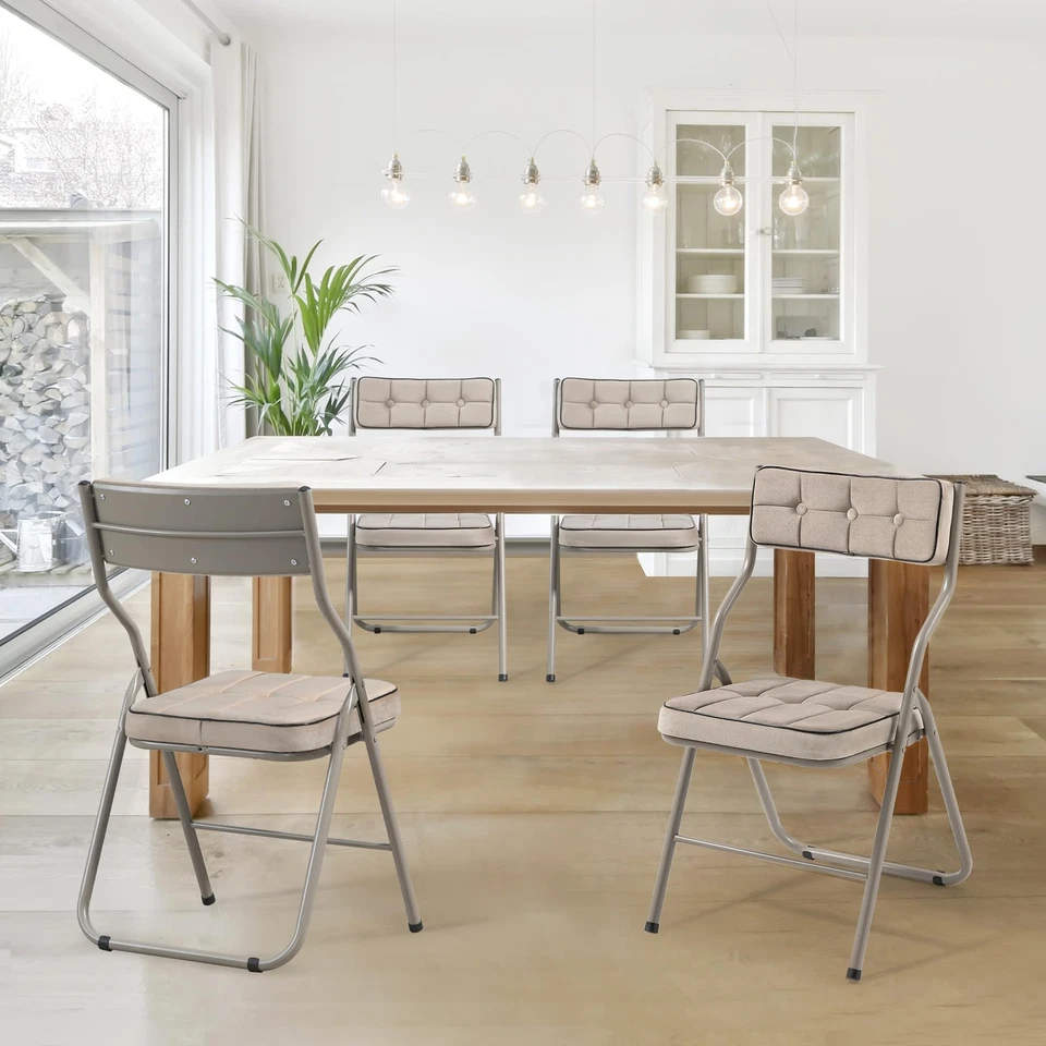 Juego De 4 Sillas Plegables Acolchadas Para Comedor Modernos Baratos En Oferta Foto 2 de 4