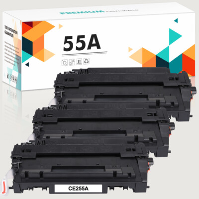 3PK Black Toner Cartridge For HP CE255A 55A LaserJet P3010 P3015 P3015dn Printer