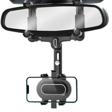 360° Universal Car Rear View Mirror Mount Phone Holder Stand For iPhone Samsung
