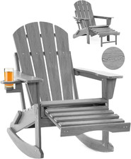 Multifunctional Folding Adirondack Rocking Chair with Ottoman - Grey