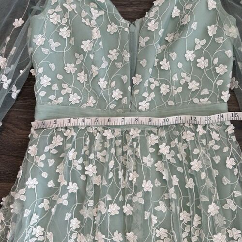 abito da sera maxi verde chiaro bcbgmaxazria cheyenne appliqué come nuovo pizzo 6 - Foto 13 di 16