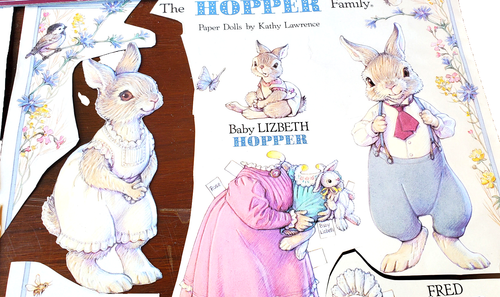 Muñecas de papel vintage HOPPER FAMILY Bunny Rabbit, paquete de doble hoja Merrimack 1989 - Imagen 5 de 7