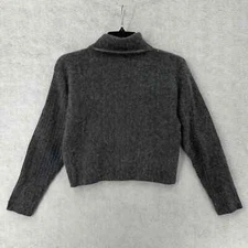 Q&A Sweater Womens Juniors MED Mock Neck Gray Lambswool Angora Rabbit Hair