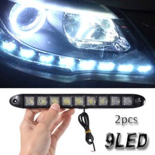 2x 12V 9 LED Car Daytime Running DRL Front Daylight Indicator Lamps Lights Fog