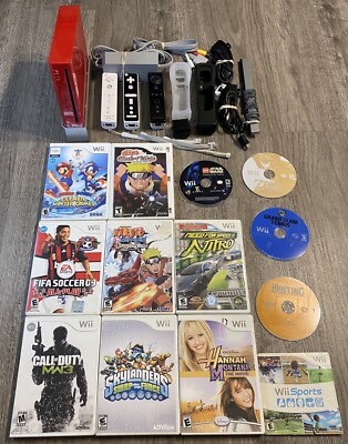 Red Nintendo Wii With A Lot Of Games And Accessories Mario + Zelda