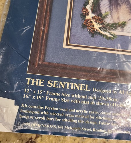 Dimensions Sunset Wolf Crewel Kit The Sentinel #11109 Al Agnew 12x15 1998 - Picture 2 of 9