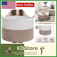 Soft Cotton Rope Basket 21.7" - Durable, Stylish Storage Solution for Every Room