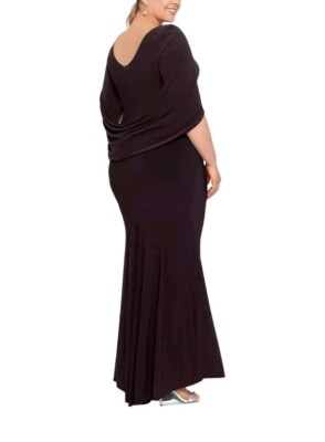 Betsy & Adam Womens Matte Jerset Drapey Formal Evening Dress Gown Plus BHFO  4469
