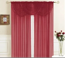 NEW Kashi Home Sheer Valance Rod Pocket Sheer With Tassel 36x37 (pk of 1)