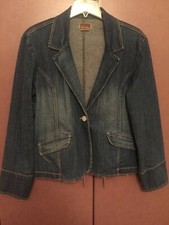 Nwot Nancy Bolen Women's Cotton Dark Blue Jeans Jacket Size Xl