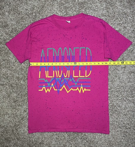 Vintage Y2K T-Shirt AEROSPEED Pink Paint Splatter S/S Crew Neck Men’s Size L - Picture 18 of 22
