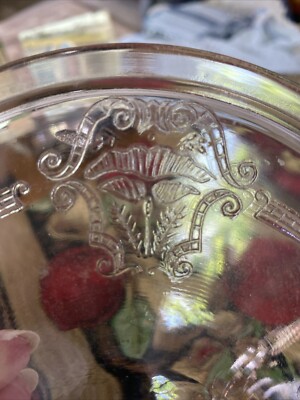Antique 40 s Era 7  Clear Depression Glass Lid Cameo Ballerina 