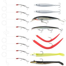 10pcs Bass Fishing Lure Kit Minnow Plugs Livebait Rig Metal Jig Sandeel Pike