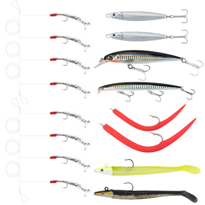 10pcs Bass Fishing Lure Kit Minnow Plugs Livebait Rig Metal Jig