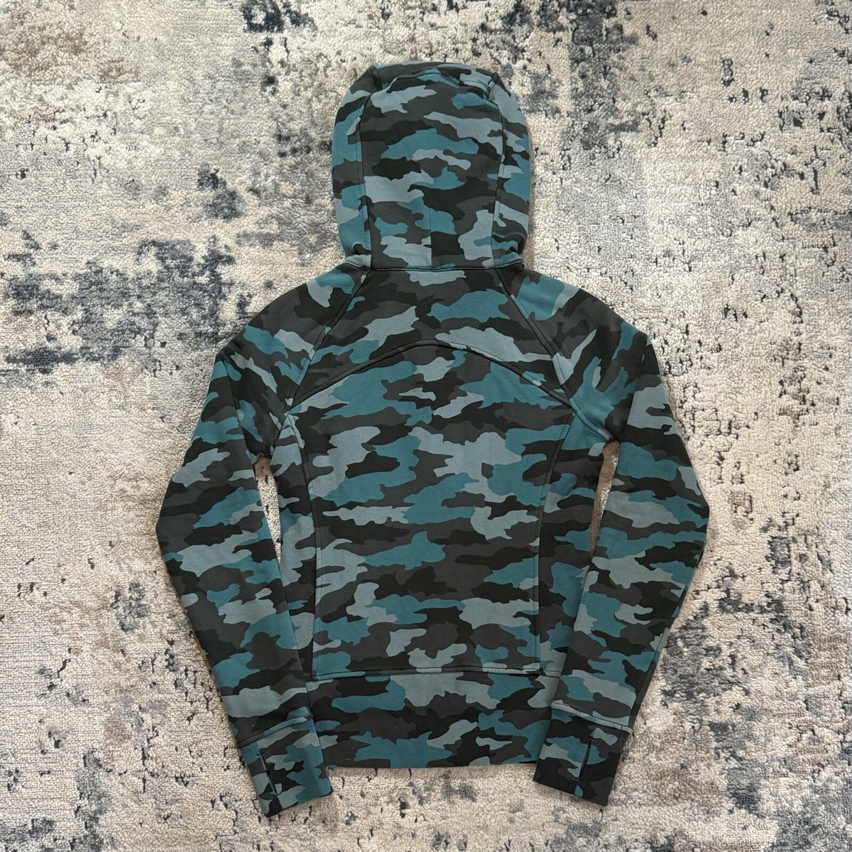 Lululemon Scuba Full Zip Hoodie Womens 4 Blue Camo Jacket Heritage