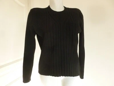 GROS PULL NOIR MARQUE LEWINGER COTES PLATES FANTAISIE TAILLE 40 / 42 BON ETAT - Photo 1/4