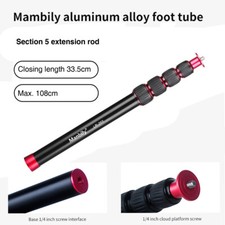 Manbily Aluminium Alloy 5section Extension Role Pole Tube Monopod Tripod