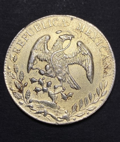 Preciosa moneda de plata dorada de 8 reales 1891 Durango JP México tapa y rayos BU $ - Imagen 13 de 13