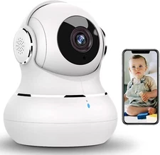 360° Pan Tilt Home Security Camera w/ Motion Detection - HD Pet Cam Baby Monitor