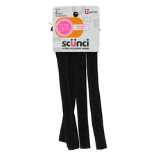 Scunci U Got This No-Slip Grip All Day Hold Headwraps, Black, 4-Pieces