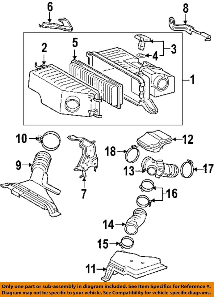 Б/у воздухоочиститель в сборе подходит: 2006 Toyota Highlander 3,3 л VIN W 5-значный гибрид - Изображение 3 из 4