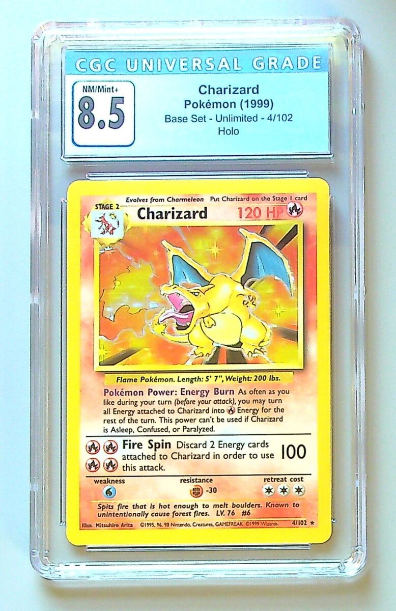 1999 Pokemon CHARIZARD 4/102 Base Set-Unlimited Holo CGC 8.5 1999 Pokemon CHARIZARD 4/102 Base Set-Unlimited Holo CGC 8.5