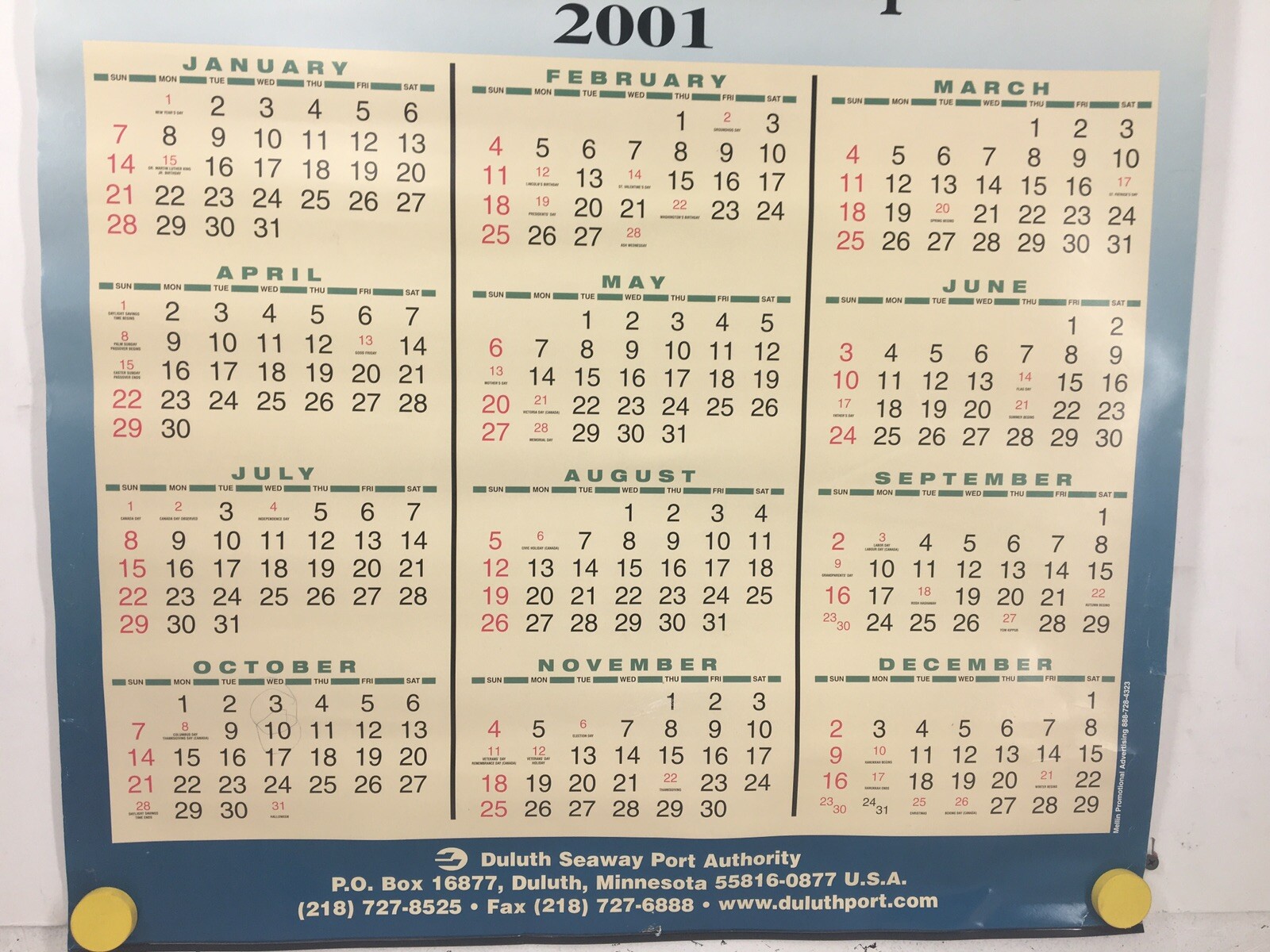 2001-calendar-port-authority-of-duluth-seaway-superior-poster-lake-great-lakes-ebay