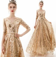 Gorgeous V Neck Short Sleeve Bling Bling Sequins Ball Gown Party Evening Dresses