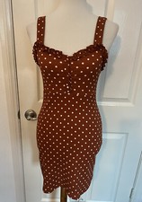 Urban Outfitters Size M Brown Polka Dot Mini Dress Women’s Fall Buttons