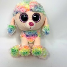 Ty Rainbow Beanie Boo 9" Medium Poodle Dog Glitter Eyes
