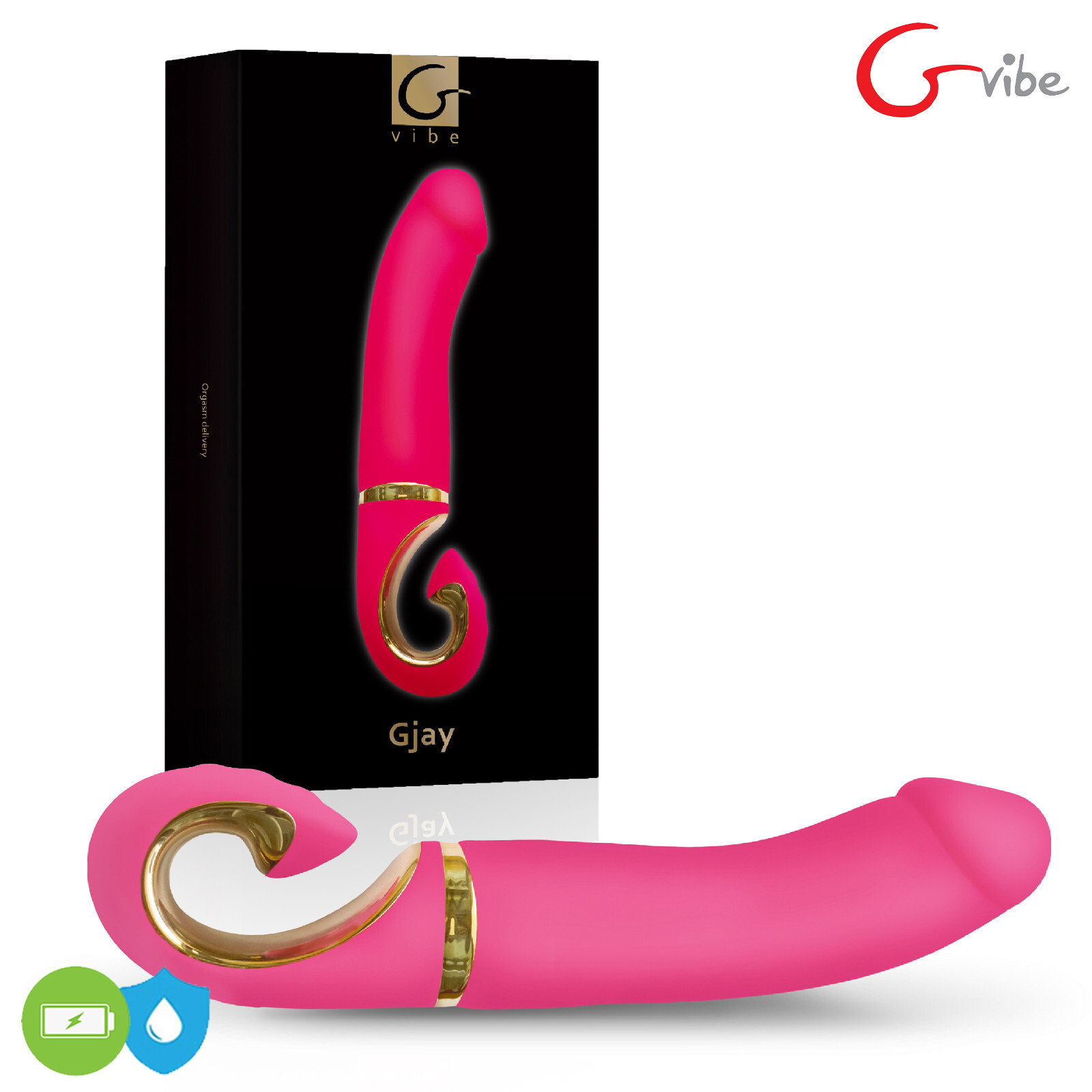 Gvibe Gjay Vibrator - 22 cm G-Spot Vibrating Dildo in Bioskin Silicone Rosa Neon