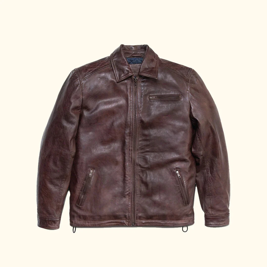 Men's Distressed USA Style Real Leather Biker Jacket ,Western Style .