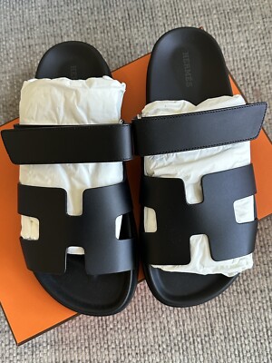 Size 37.5EU NIB HERMÈS Black Calfskin Women's Chypre Sandals | eBay