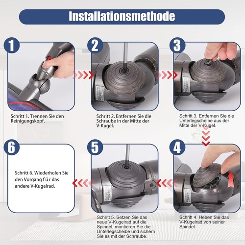 V-Ball Rad Weiche Plüschstreifen+ Rollen Räder Ersatzteile für Dyson V6 V7 V8 V1 - Bild 8 von 8