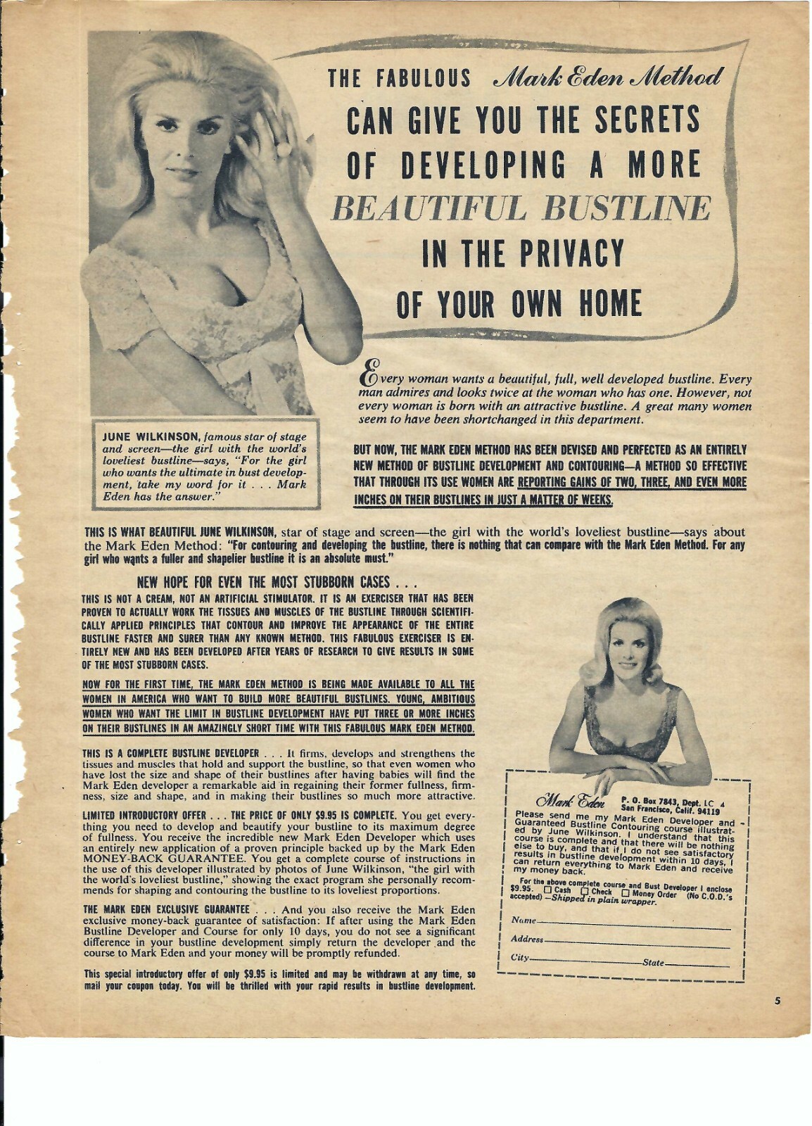 1966 Bust Development Mark Eden Method Photo Vintage Print Ad 