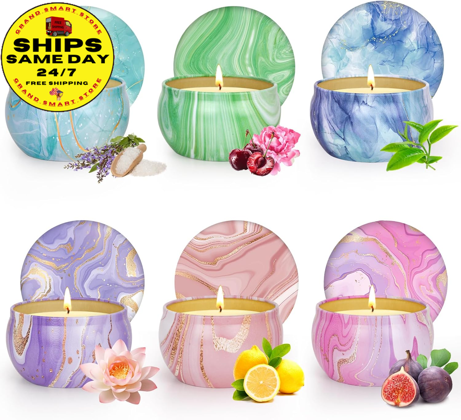 Candles Gifts for Women, 6 Pack Scented Candles for for Home Scented, Natural...-image