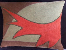 Applique & Embroidered Wool Felt Throw Pillow WW630