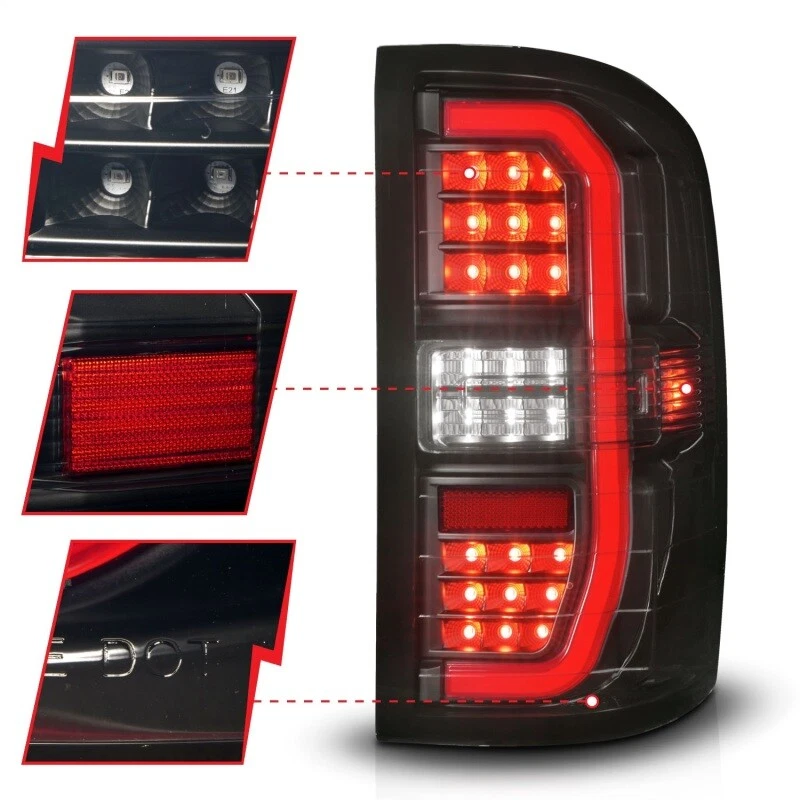 Luces traseras LED completas para GMC Sierra 1500 ANZO 2014-2018 carcasa negra lente de humo Foto 4 de 4