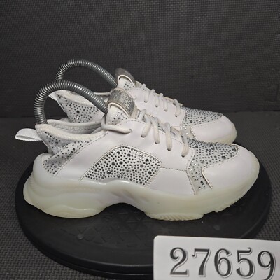 Madden NYC Rhinestone Shoes Girls Sz 3 White Lace Up Sneakers Trainers