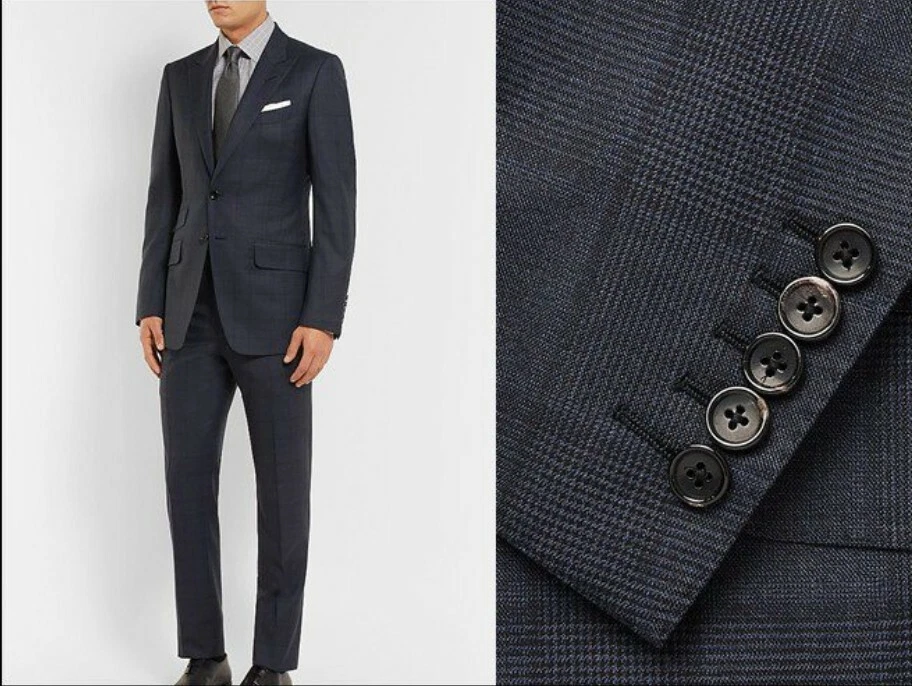 Nwt $4270 Tom Ford O'Connor Base Peak-Lapel Check Two-Piece Suit Blue  50/40 | Ebay