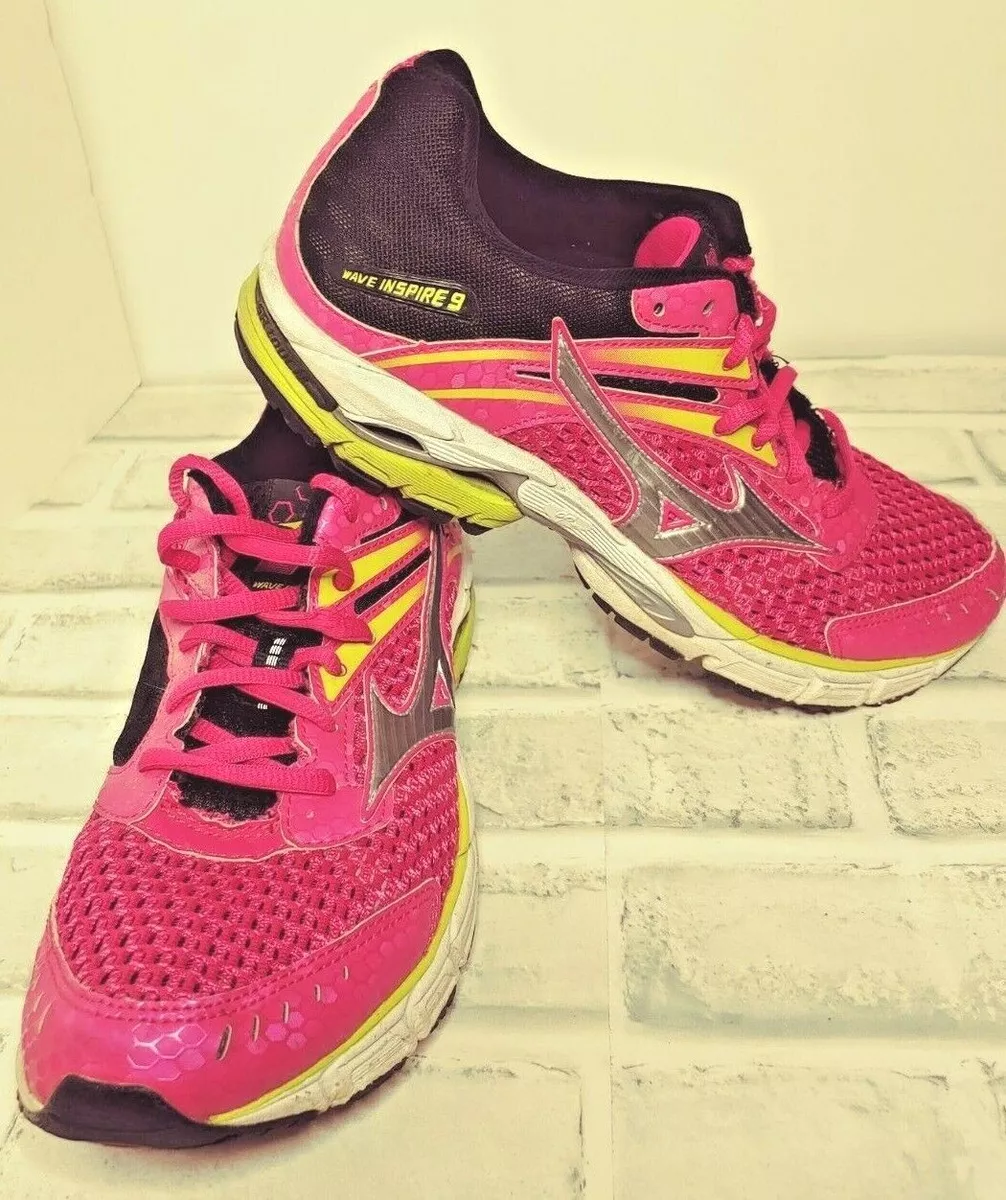Mizuno Wave Inspire 9 Womens Size 8 Running Shoes Pink Black Green Training