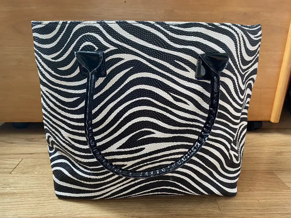 Boscov's Black and White Zebra Print tote bag | eBay
