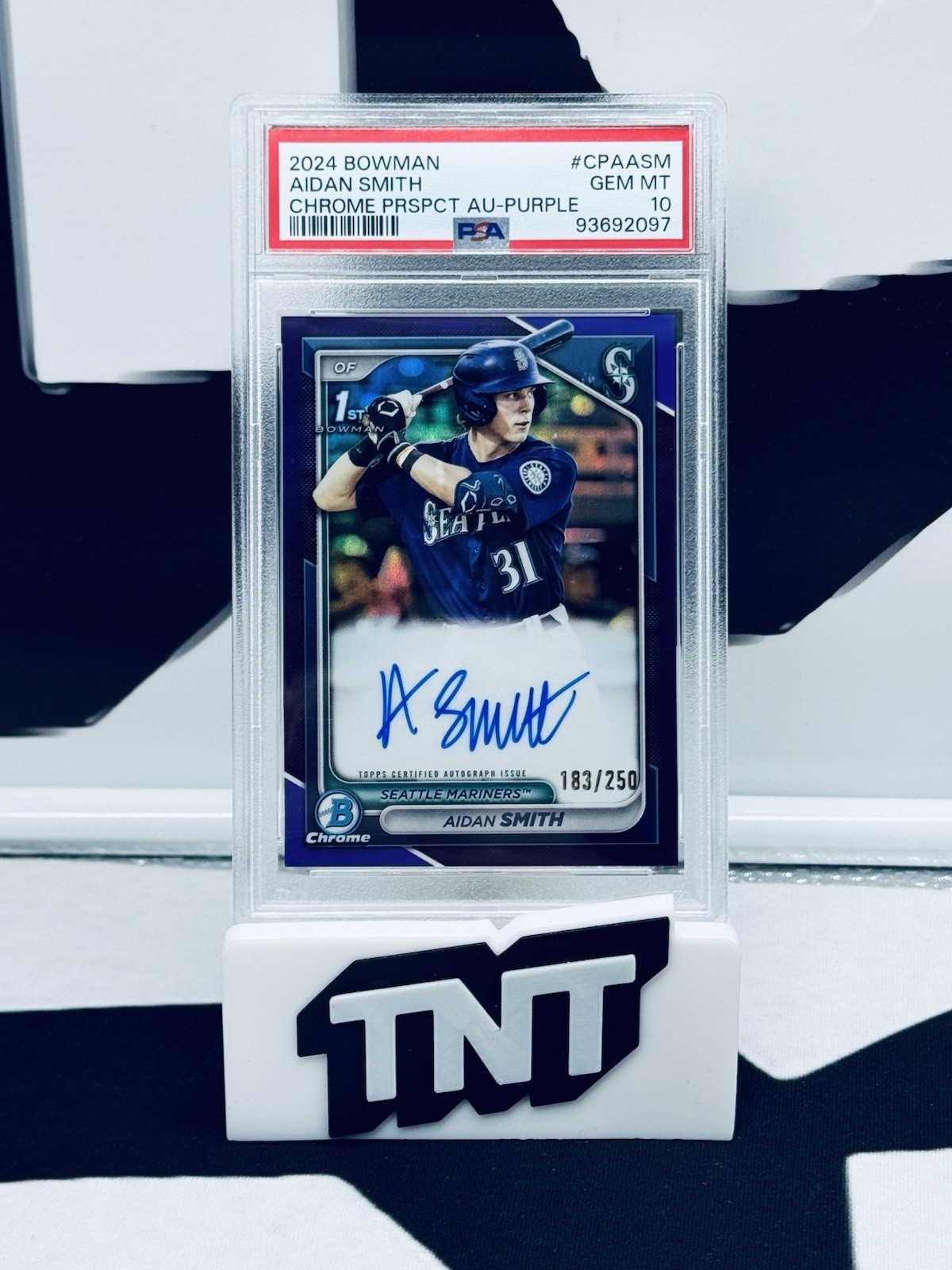 Aidan Smith 2024 Bowman Chrome 1st Auto Purple Refractor /250 PSA 10