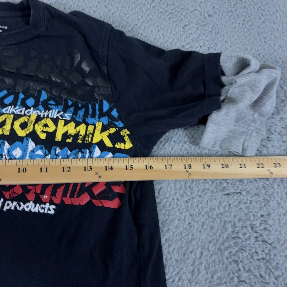 Camisa Akademiks Niños Mediana Tejido Gofre Térmico En Capas Camiseta Gráfica Hip Hop Y2K Foto 4 de 4