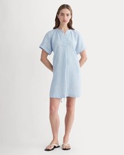 EVERLANE Blue Striped Popover Linen Mini Dress XXS